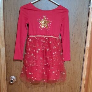 Cat & Jack Red Dress with Gold Star Accents